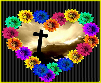 Saving Cross, cross, flower, jesus, christ, easter, heart, religion, christianity HD wallpaper