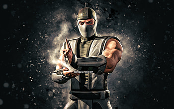 Smoke, , white neon lights, Mortal Kombat Mobile, fighting games, MK Mobile, creative, Mortal Kombat, Smoke Mortal Kombat HD wallpaper