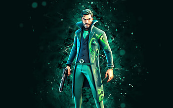 Green Tailor, , turquoise neon lights, Fortnite Battle Royale, Fortnite characters, Green Tailor Skin, Fortnite, Green Tailor Fortnite HD wallpaper