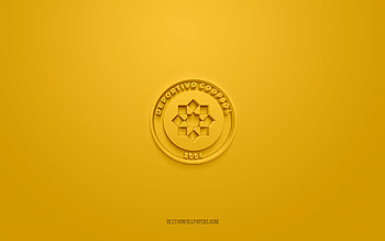Deportivo Coopsol, creative 3D logo, yellow background, Peruvian Primera Division, 3d emblem, Peruvian football club, Huaral, Peru, 3d art, Liga 1, football, Deportivo Coopsol 3d logo HD wallpaper