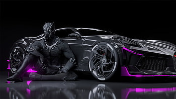 Black Panther Bugatti Chiron La Voiture Noire, black-panther, superheroes, bugatti-la-voiture-noire, bugatti, 2020-cars, cars, behance HD wallpaper
