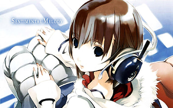 Listen music on a cold day, music, girl, anime HD wallpaper