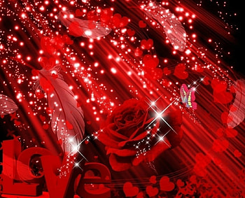 I love red, words, rose, love, red, flowers, glitters HD wallpaper