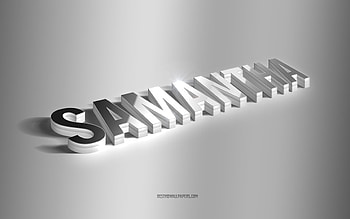 Samantha, silver 3d art, gray background, with names, Samantha name, Samantha greeting card, 3d art, with Samantha name HD wallpaper