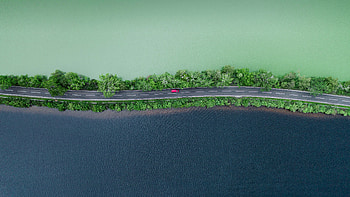 Road Separating Two Lochs Scottish Highlands , aerial, road, graphy HD wallpaper