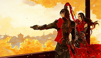 Art of Ibuki Satsuki 16, Ibuki Satsuki, painting, couple, girl, warrior HD wallpaper