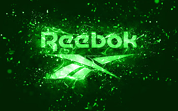 Reebok green logo, , green neon lights, creative, green abstract background, Reebok logo, brands, Reebok HD wallpaper