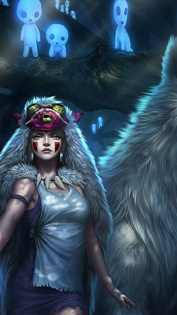 Princess and Kodama, Princess Mononoke HD phone wallpaper