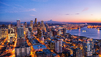 Skyline travels, Seattle skyline at night, World , Nature's majesty HD wallpaper