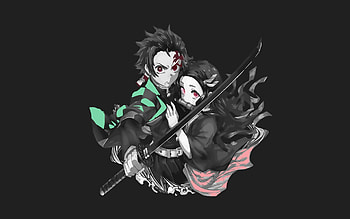Tanjiro Kamado, Nezuko Kamado, minimalism, Demon Slayer, protagonists, Demon Slayer Kimetsu no Yaiba, creative, manga, Demon Hunter, Kamado Tanjiro, Kamado Nezuko HD wallpaper