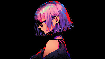 Anime Girl Short Hair Oled, anime-girl, anime, oled, dark, black, artist, artwork, digital-art HD wallpaper