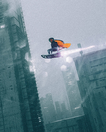 Art, Building, Flight, Human, Person, Sci-Fi, Hood HD phone wallpaper
