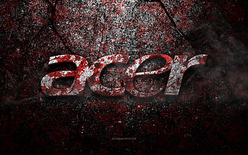 Acer logo, grunge art, Acer stone logo, red stone texture, Acer, grunge stone texture, Acer emblem, Acer 3d logo HD wallpaper