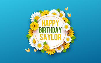 Happy Birtay Saylor, , Blue Background with Flowers, Saylor, Floral Background, Happy Saylor Birtay, Beautiful Flowers, Saylor Birtay, Blue Birtay Background HD wallpaper