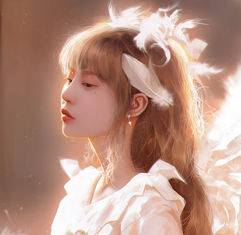 Angel, art, razaras, kittichai, face, girl, earring, feather, rueangchaichan, luminos HD wallpaper