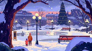 Winter Wonderland: Snowfall in Enchanted Park -, winter, snowy park, Snowing, snow, park HD wallpaper