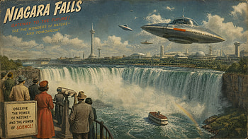 Niagara Falls, Waterfall, UFO, Boat HD wallpaper
