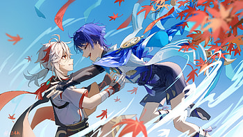 Kaedehara Kazuha & Scaramouche, Scaramouche (Genshin Impact), Kaedehara Kazuha (Genshin Impact), video game, Genshin Impact HD wallpaper