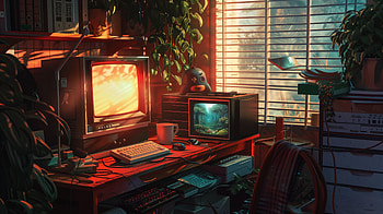 Lofi Chill Room, room, lofi, plant HD wallpaper