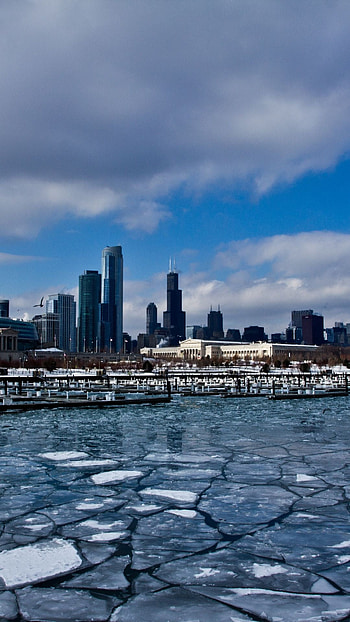 Chicago winter, Skyscrapers in ice, Urban architecture, Serene cityscape HD phone wallpaper