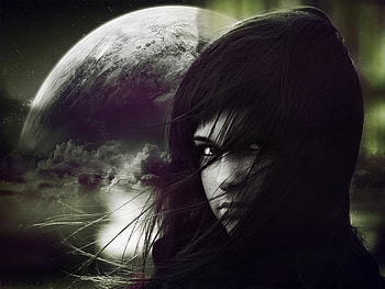 DON'T TURN ME AWAY, white, black, fantasy, green, face, woman HD wallpaper