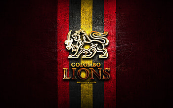 Colombo Lions, golden logo, Elite Football League, purple metal background, indian football team, Colombo Lions logo, american football HD wallpaper