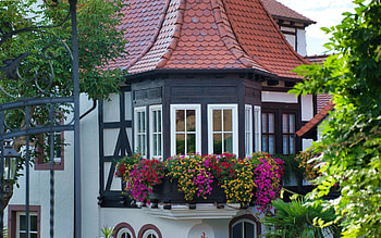 House, roof, flowers, windows HD wallpaper
