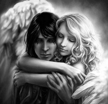 Her Loving Arms, angel, emotions, love, magical HD wallpaper
