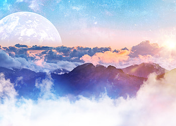 Landscape, Nature, Mountains, Clouds, Moon, Overview, Review, Height HD wallpaper