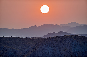Nature, Sunset, Mountains, Sun, Fog, Hills HD wallpaper
