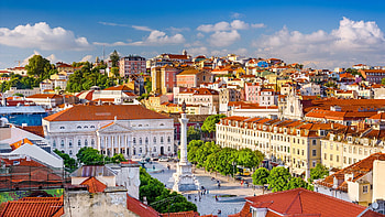 Rossio Square, Lisbon (Portugal) HD wallpaper
