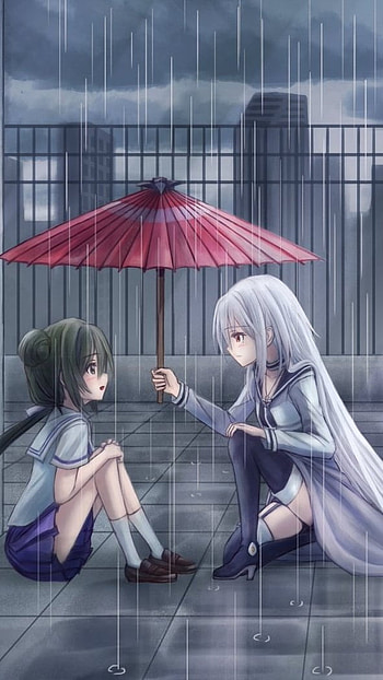 Anime Best Friends, Rain HD phone wallpaper