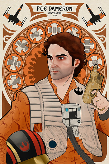 Poe Dameron, Art nouveau, Dann Evans, Star Wars fan art HD phone wallpaper