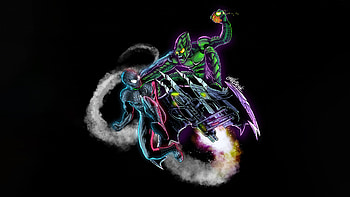 Goblin X Symbiote Spiderman, goblin, spiderman, superheroes, artwork, art, digital-art, oled, black, dark HD wallpaper