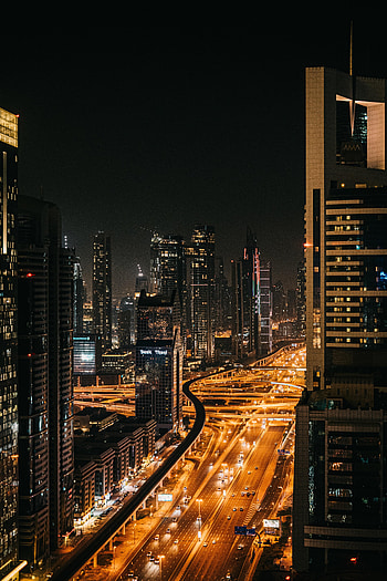 Cities, Building, Lights, Road, Night City, Glow HD phone wallpaper
