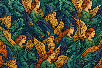 Enchanted Legends: Fantasy Realm, fantasy, wizard, dragon, angel HD wallpaper