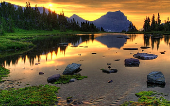Landscape, Rivers, Sunset, Mountains HD wallpaper