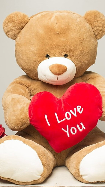 Cute Teddy Bear, Red Heart, love HD phone wallpaper