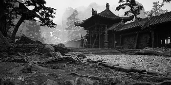 Black Myth: Wukong Game Scene | Monochrome Design, video game, Black Myth: Wukong, Black & White HD wallpaper