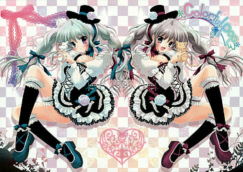 twin pop, gothic, sweet, colorful, cute, cat, lace, nice, anime, pretty, dolly, girls, loli, lolita HD wallpaper