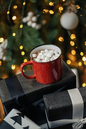 Holidays, Cup, Holiday, Mug, Zephyr, Marshmallow, Gifts, Presents, Boxes HD phone wallpaper