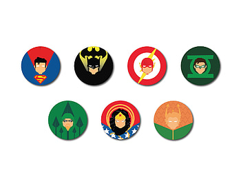 Justice League Heroes Badges, justice-league, movies, digital-art HD wallpaper