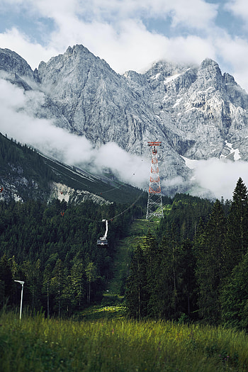 Nature, Trees, Mountains, Rocks, Slope, Cableway, Cable Car HD phone wallpaper