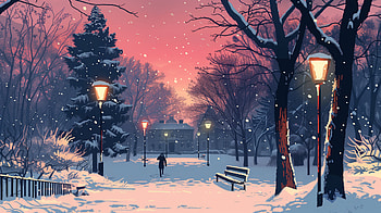 Winter Wonderland: Snowy Park at Dusk, winter, snowy park, Snowing, snow, park HD wallpaper