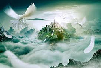 The Flight..of ..'A DREAM', doves, enchanting, flight, clouds, sky, dream HD wallpaper