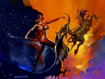 night 1989, women, horse, fantasy, art HD wallpaper