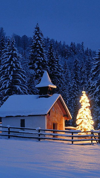 Romantic, snowy home HD phone wallpaper