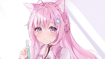 Purple Eyes Pink Hair Anime Girl Anime Girl HD wallpaper