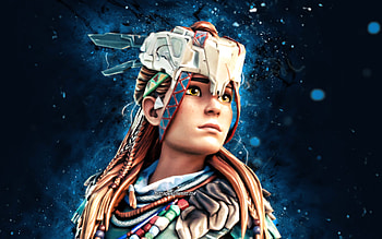 Ice Hunter Aloy, , blue neon lights, Fortnite Battle Royale, Fortnite characters, Ice Hunter Aloy Skin, Fortnite, Ice Hunter Aloy Fortnite HD wallpaper