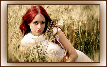 ღRed Head beautyღ, alluring, beige, purity, beauty, classy, amazing, pale skin, romance, beautiful, olive skin, breeze, fields, red head, nature, romantic, green eyes, pure HD wallpaper